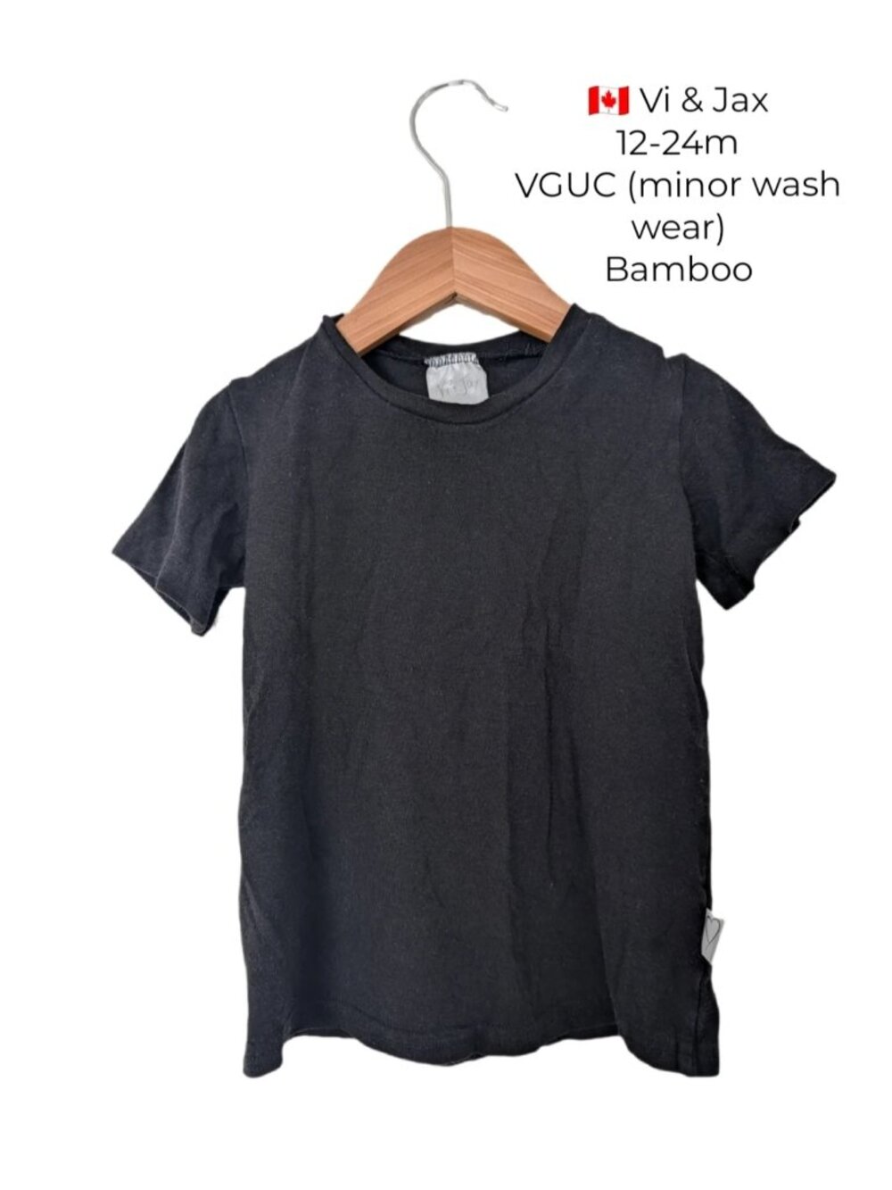 Vi & Jax Bamboo Black T-Shirt 12-24m Baby Clothes